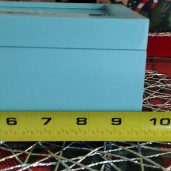 You Are Mermazing Mermaid Blue Wood with Sequins in Glass Top Jewelry Box - Picture 14 of 17